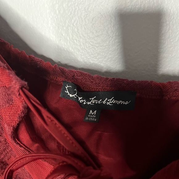 For Love & Lemons Sangria Dress Crimson Medium - Picture 5 of 11